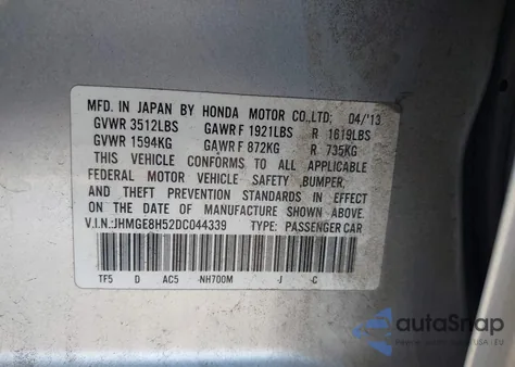 2013 Honda Fit Sport z USA, uszkodzony, nr VIN JHMGE8H52DC044339